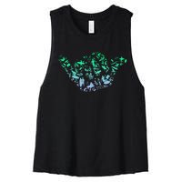 Surf Icons For Surfer Surf Surfing Women's Racerback Cropped Tank