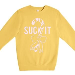 Suck It Funny Christmas Candy Cane Premium Crewneck Sweatshirt