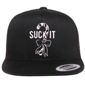 Suck It Funny Christmas Candy Cane Flat Bill Trucker Hat