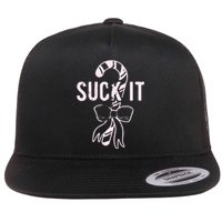 Suck It Funny Christmas Candy Cane Flat Bill Trucker Hat