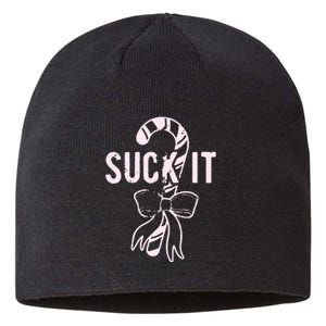 Suck It Funny Christmas Candy Cane Sustainable Beanie