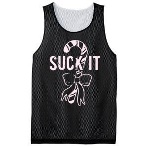 Suck It Funny Christmas Candy Cane Mesh Reversible Basketball Jersey Tank