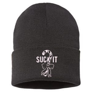 Suck It Funny Christmas Candy Cane Sustainable Knit Beanie