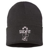 Suck It Funny Christmas Candy Cane Sustainable Knit Beanie