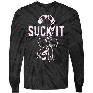 Suck It Funny Christmas Candy Cane Tie-Dye Long Sleeve Shirt