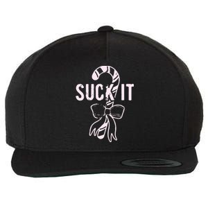 Suck It Funny Christmas Candy Cane Wool Snapback Cap