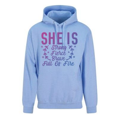 She Is Fierce Strong Brave Full Of Fire Motivational Great Gift Unisex Surf Hoodie