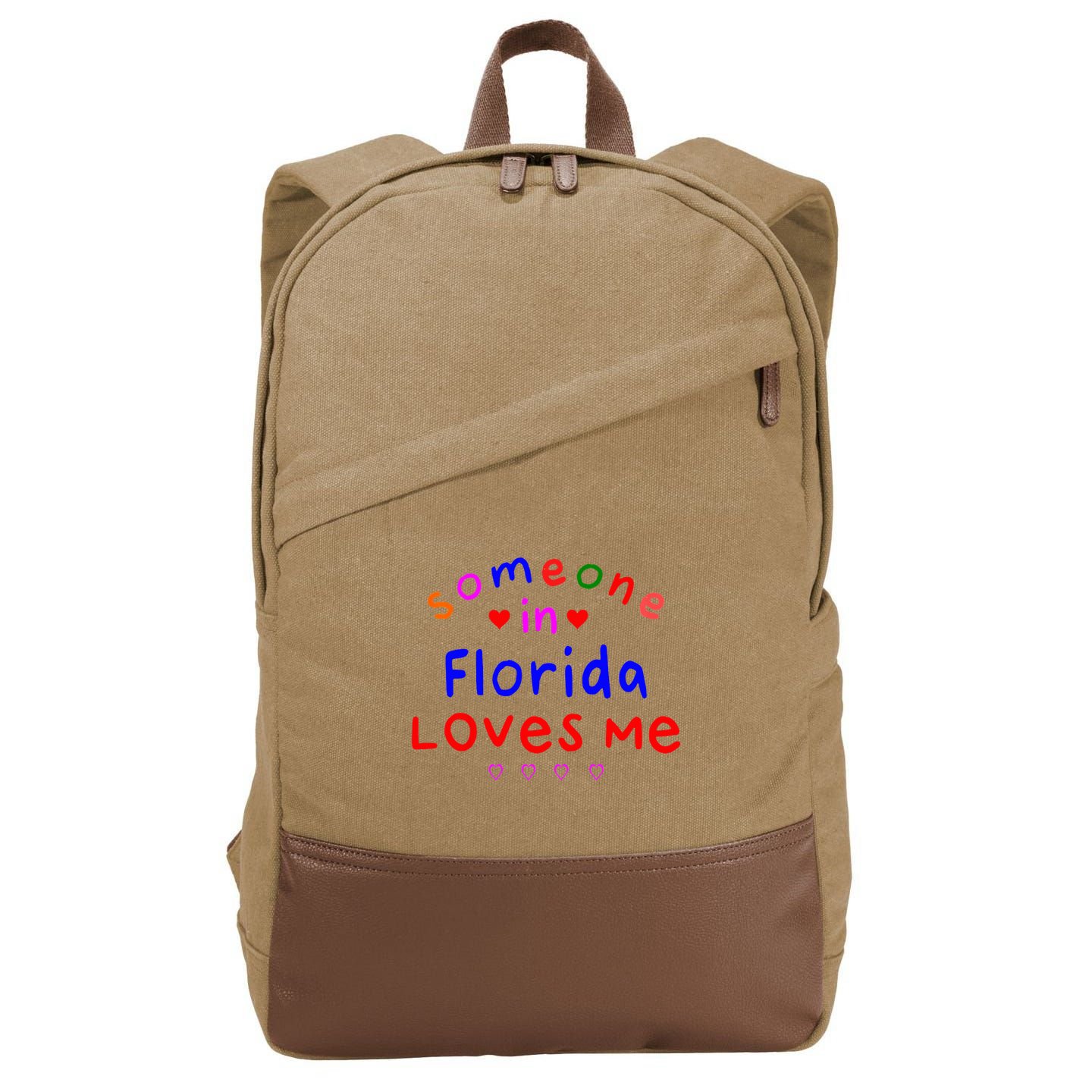 Someone In Florida Loves Me Cotton Canvas Backpack