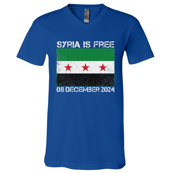 Syria Is Finally Free Celebrate The Freedom March Syria Free V-Neck T-Shirt