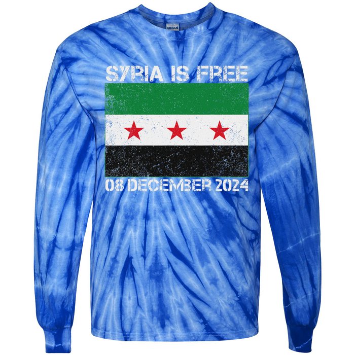 Syria Is Finally Free Celebrate The Freedom March Syria Free Tie-Dye Long Sleeve Shirt