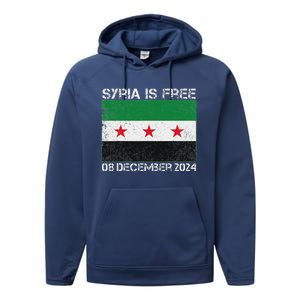 Syria Is Finally Free Celebrate The Freedom March Syria Free Performance Fleece Hoodie