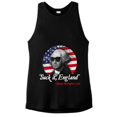 Suck It Funny England 4th of July George Washington Funny Ladies PosiCharge Tri-Blend Wicking Tank