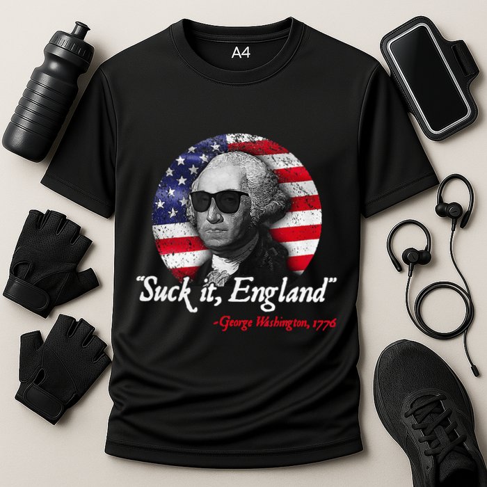 Suck It Funny England 4th of July George Washington Funny Cooling Performance Crew T-Shirt