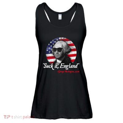 Suck It Funny England 4th of July George Washington Funny Ladies Essential Flowy Tank