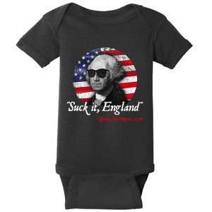 Suck It Funny England 4th of July George Washington Funny Baby Bodysuit