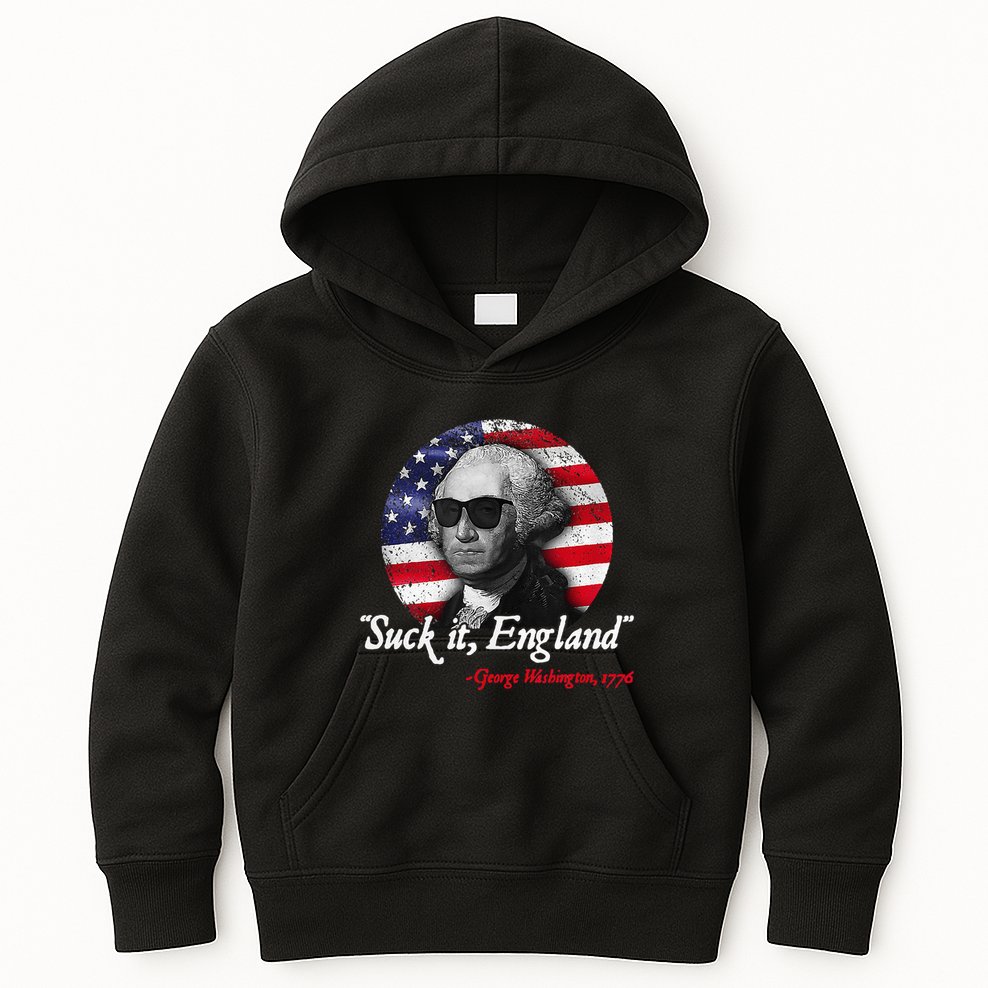 Suck It Funny England 4th of July George Washington Funny Kids Hoodie