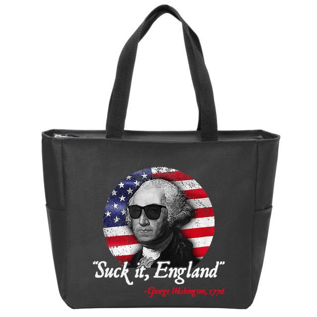 Suck It Funny England 4th of July George Washington Funny Zip Tote Bag