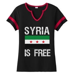 Syria Is Free Syrian Flag Ladies Halftime Notch Neck Tee