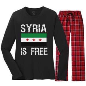 Syria Is Free Syrian Flag Women's Long Sleeve Flannel Pajama Set 