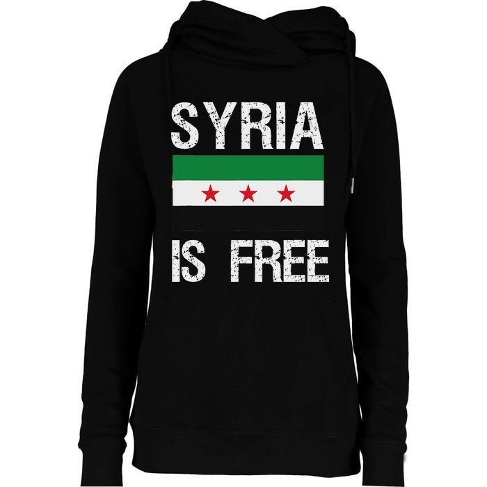 Syria Is Free Syrian Flag Womens Funnel Neck Pullover Hood