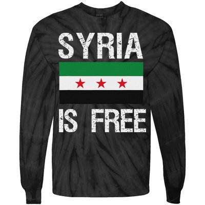Syria Is Free Syrian Flag Tie-Dye Long Sleeve Shirt