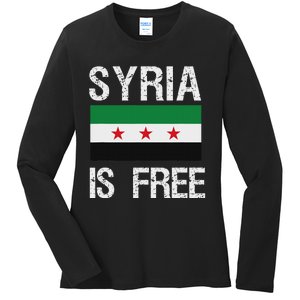 Syria Is Free Syrian Flag Ladies Long Sleeve Shirt