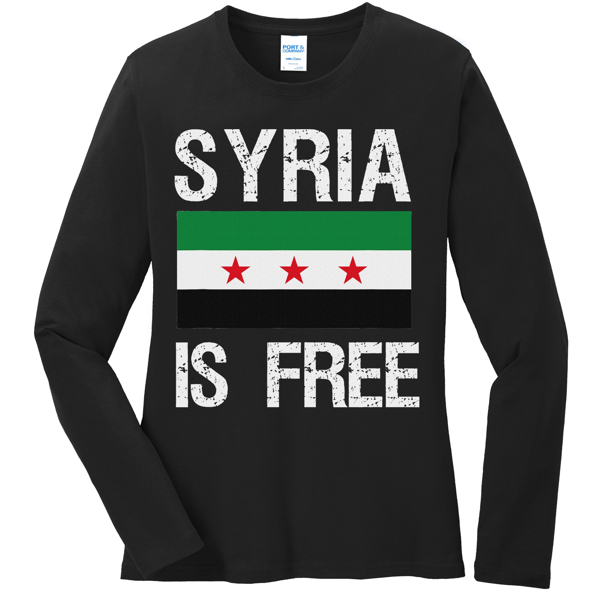 Syria Is Free Syrian Flag Ladies Long Sleeve Shirt