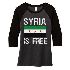 Syria Is Free Syrian Flag Women's Tri-Blend 3/4-Sleeve Raglan Shirt