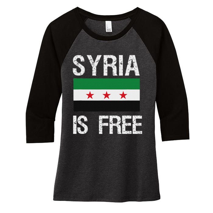 Syria Is Free Syrian Flag Women's Tri-Blend 3/4-Sleeve Raglan Shirt