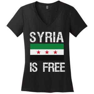 Syria Is Free Syrian Flag Women's V-Neck T-Shirt