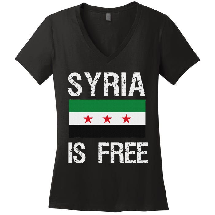 Syria Is Free Syrian Flag Women's V-Neck T-Shirt