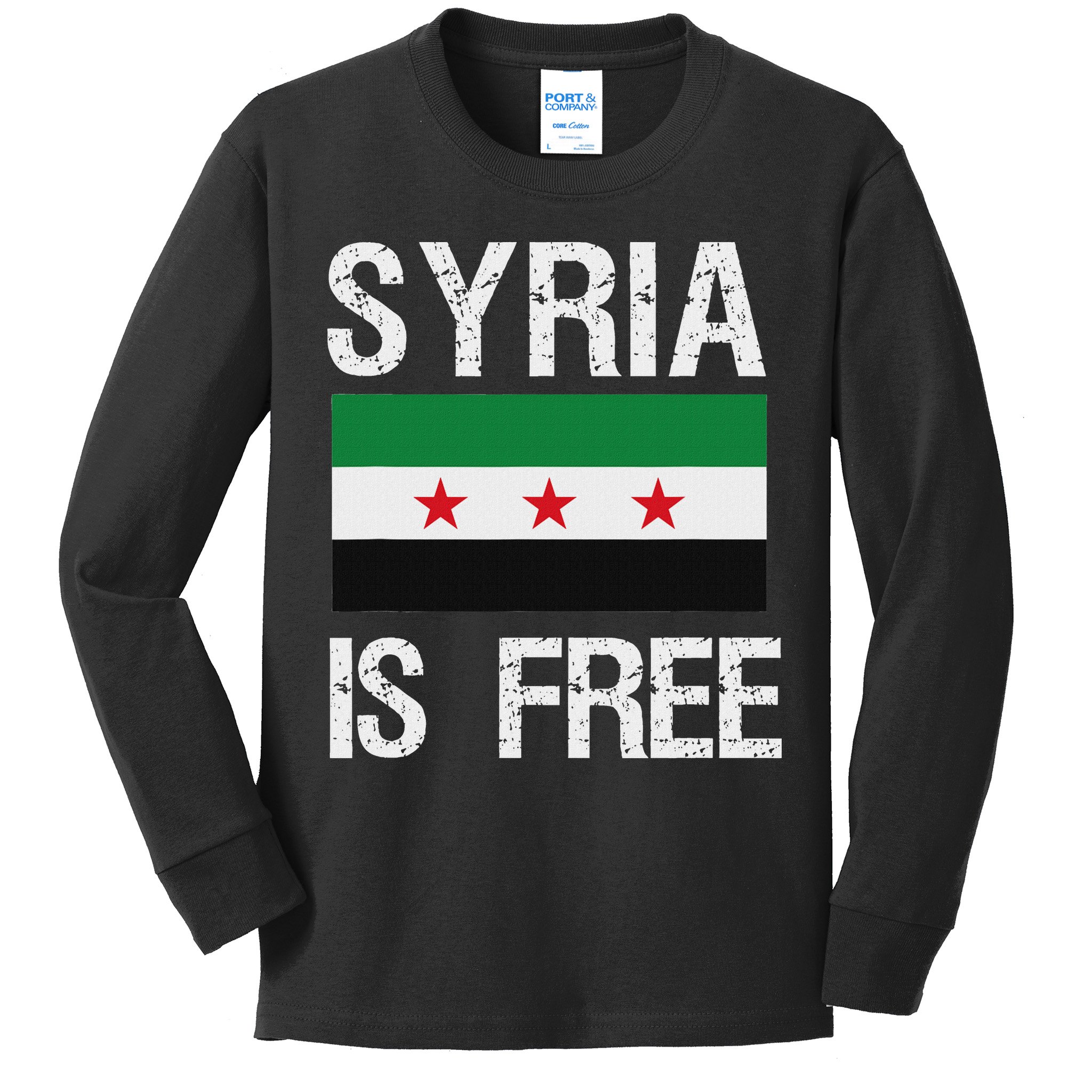 Syria Is Free Syrian Flag Kids Long Sleeve Shirt