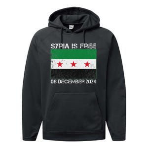 Syria Is Finally Free Celebrate The Freedom March Syria Free Performance Fleece Hoodie