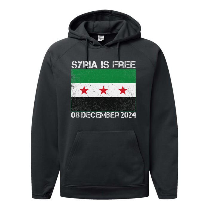 Syria Is Finally Free Celebrate The Freedom March Syria Free Performance Fleece Hoodie