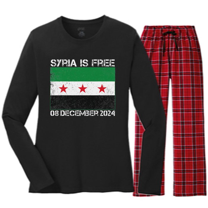 Syria Is Finally Free Celebrate The Freedom March Syria Free Women's Long Sleeve Flannel Pajama Set 