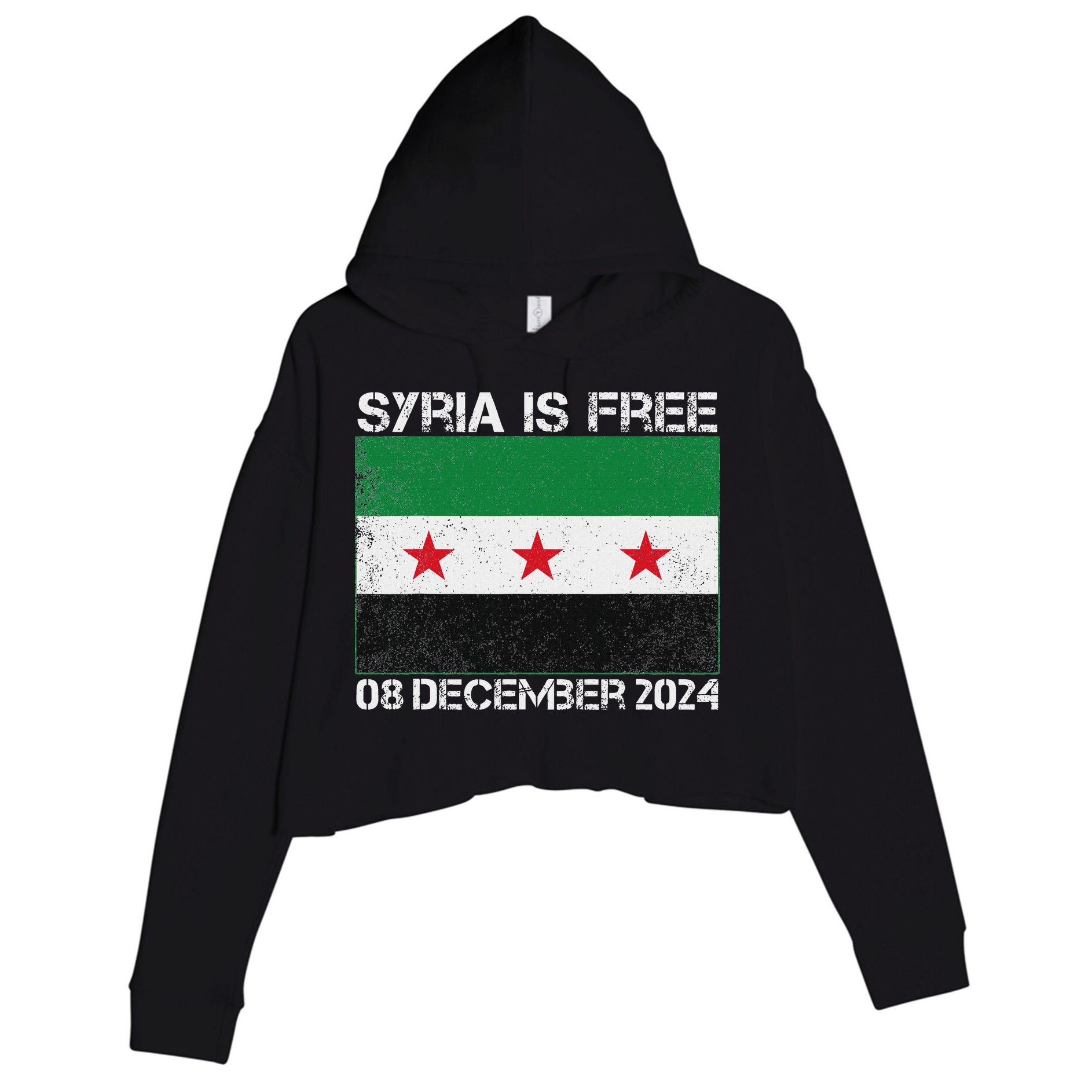 Syria Is Finally Free Celebrate The Freedom March Syria Free Crop Fleece Hoodie