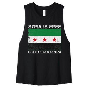 Syria Is Finally Free Celebrate The Freedom March Syria Free Women's Racerback Cropped Tank