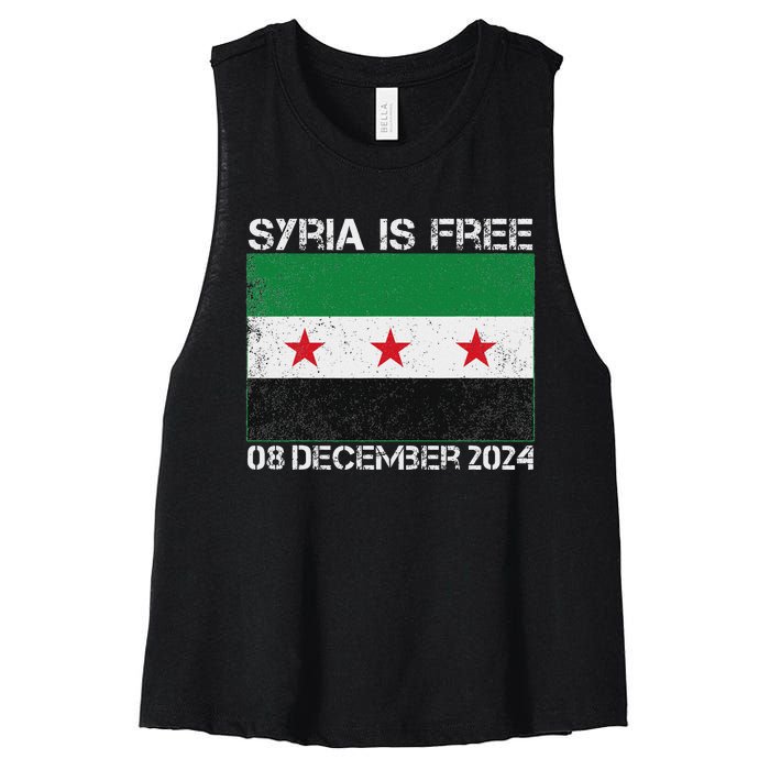 Syria Is Finally Free Celebrate The Freedom March Syria Free Women's Racerback Cropped Tank