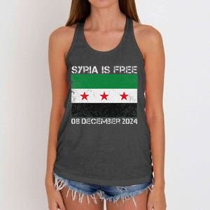 Syria Is Finally Free Celebrate The Freedom March Syria Free Women's Knotted Racerback Tank