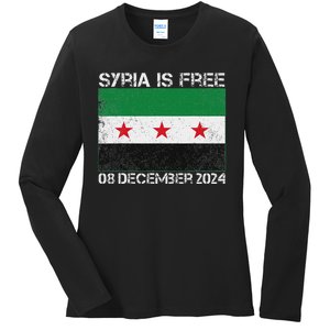 Syria Is Finally Free Celebrate The Freedom March Syria Free Ladies Long Sleeve Shirt