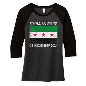 Syria Is Finally Free Celebrate The Freedom March Syria Free Women's Tri-Blend 3/4-Sleeve Raglan Shirt