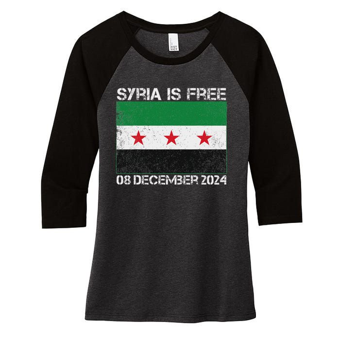 Syria Is Finally Free Celebrate The Freedom March Syria Free Women's Tri-Blend 3/4-Sleeve Raglan Shirt