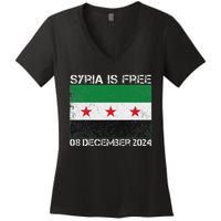 Syria Is Finally Free Celebrate The Freedom March Syria Free Women's V-Neck T-Shirt