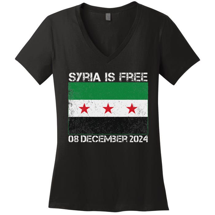 Syria Is Finally Free Celebrate The Freedom March Syria Free Women's V-Neck T-Shirt