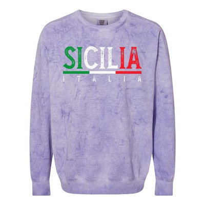 Sicilia Italia Flag Of Sicily Proud Sicilian Italian Colorblast Crewneck Sweatshirt