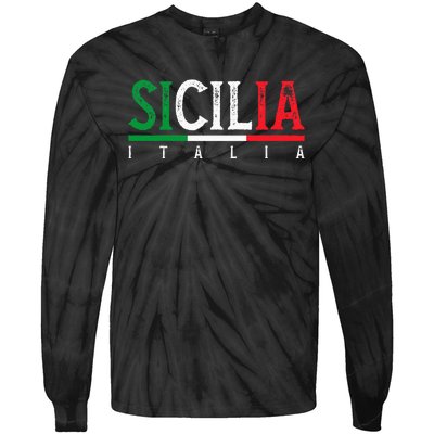 Sicilia Italia Flag Of Sicily Proud Sicilian Italian Tie-Dye Long Sleeve Shirt