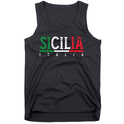 Sicilia Italia Flag Of Sicily Proud Sicilian Italian Tank Top