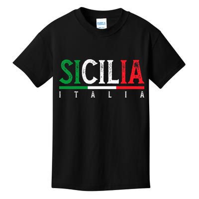 Sicilia Italia Flag Of Sicily Proud Sicilian Italian Kids T-Shirt