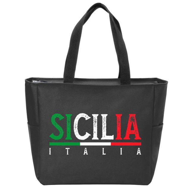 Sicilia Italia Flag Of Sicily Proud Sicilian Italian Zip Tote Bag