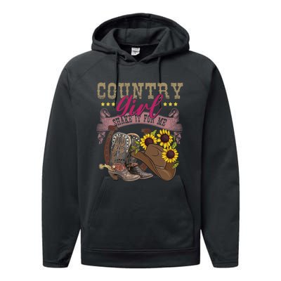 Shakes It For Me Country Music Cowgirl Boots Sunflower Performance Fleece Hoodie